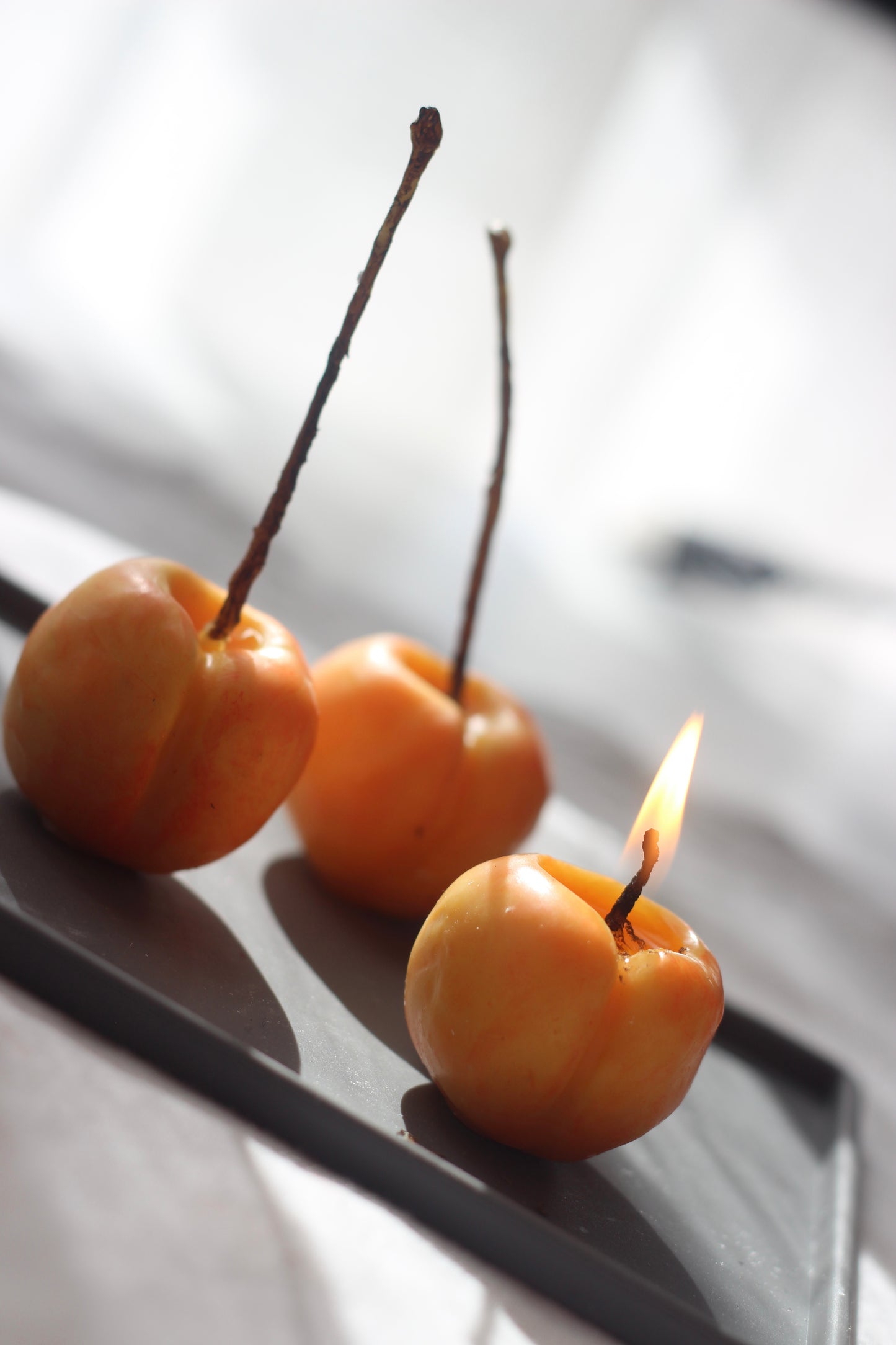 Set of 6 Large Yellow Cherries in a Plate