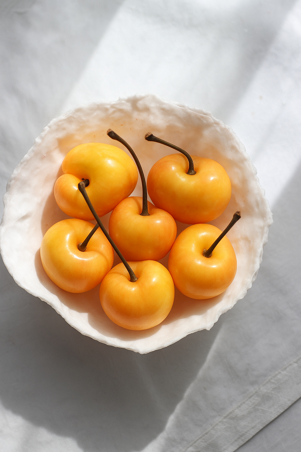 Set of 6 Large Yellow Cherries in a Plate