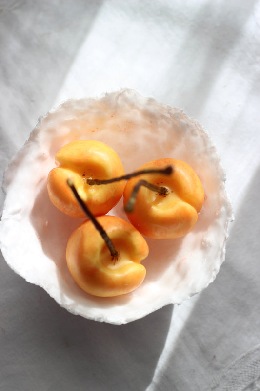 Set of 6 Large Yellow Cherries in a Plate